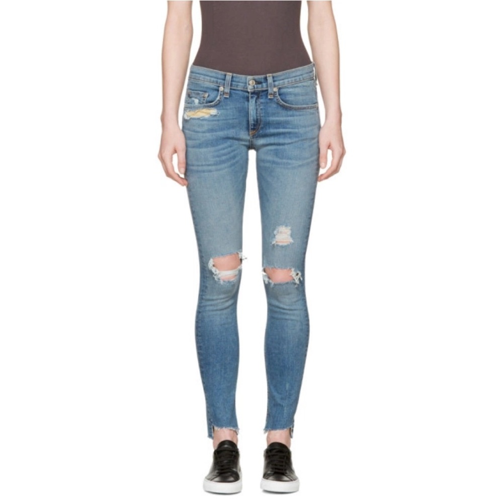 rag & bone Women's Blue Distresses Skinny Jeans